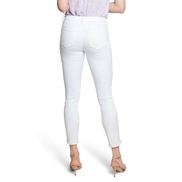 NWT NYDJ AMI NEON ZIP OPTIC WHITE STRETCH ANKLE SKINNY JEANS 6 - Picture 2 of 7